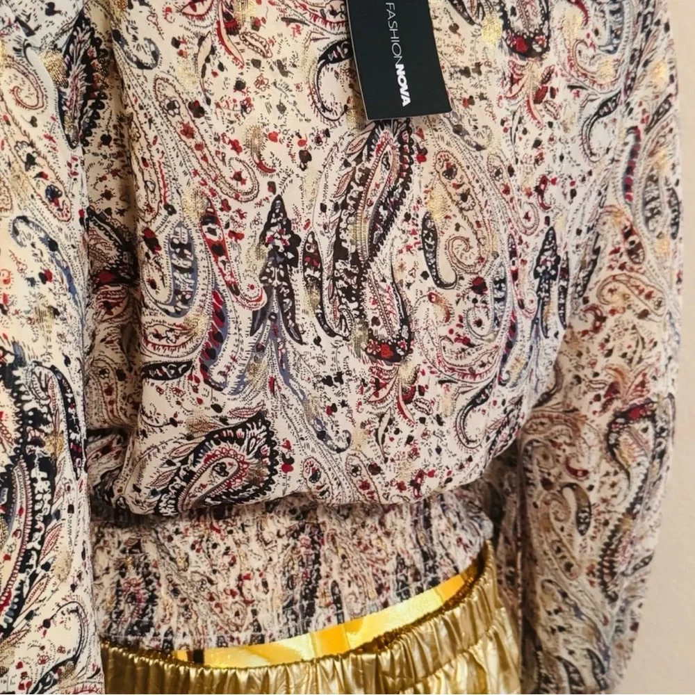 Fashion Nova Gold Flecks in Your Edges Crop Top, Paisley, XLarge, NWT - Picture 14 of 16